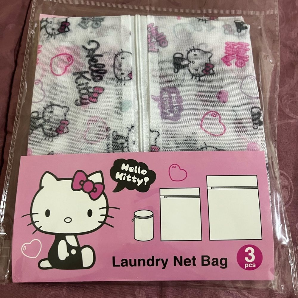 Sanrio Hello Kitty Allover Print Laundry Net Pink 3pcs Storage Travel Bag S/M/L